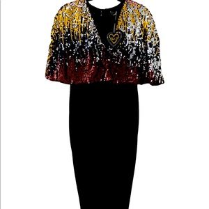 Club L Cape Multi Ombre Sequin Midi Dress